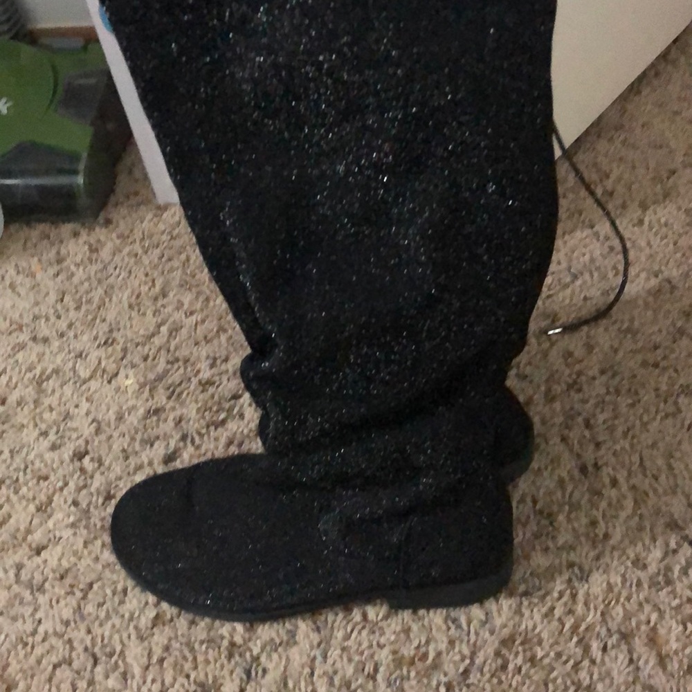 Black glittery justice boots